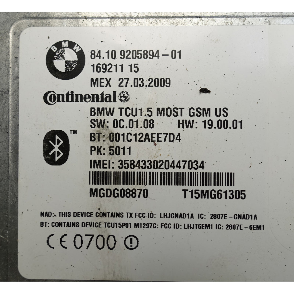 BMW 2008-2010 Bluetooth Wireless Telematics Control Unit Module TCU GSM 3-Ports