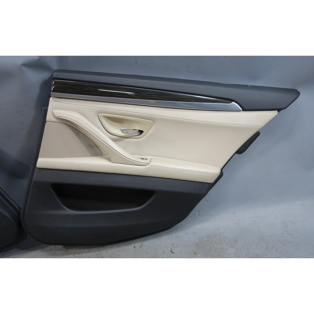 11-16 BMW F10 5-Series Rear Door Card Trim Panels Ivory White Napa Leather OEM