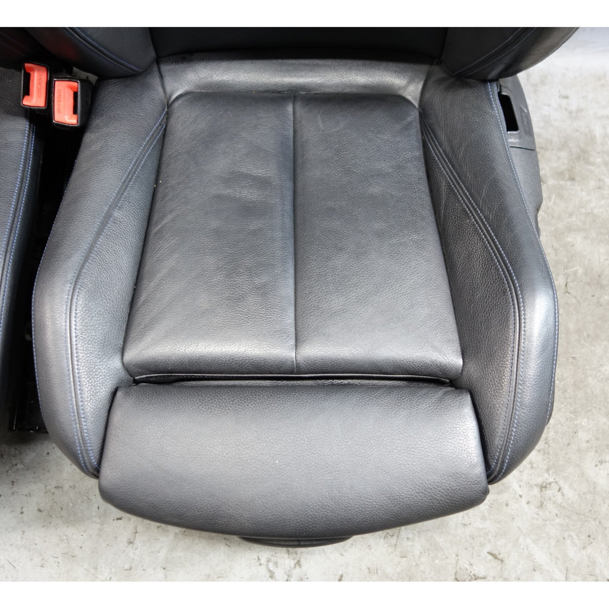 14-20 BMW F30 3-Series F36 Front Sport Seat Pair Black Leather w Blue Stitch OEM