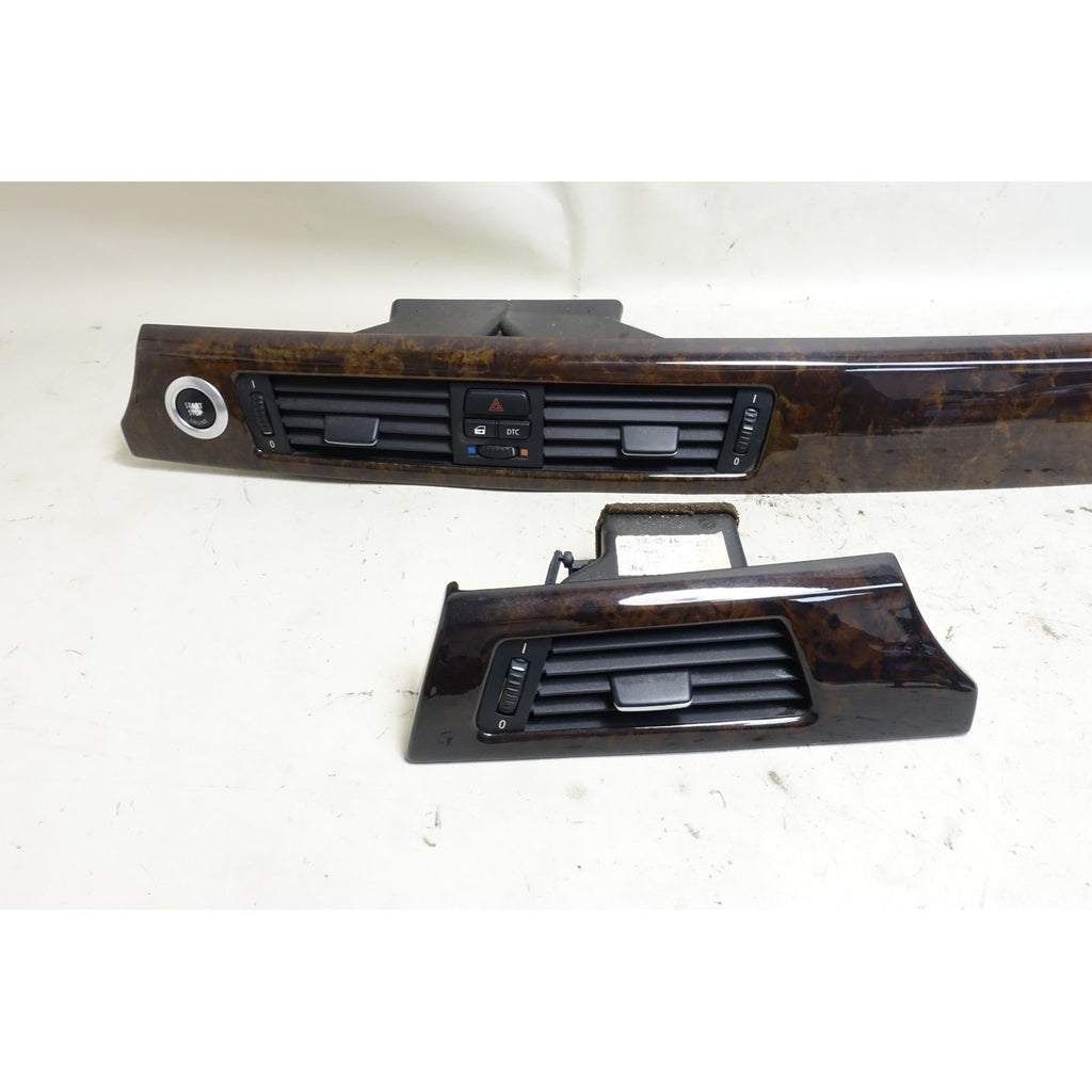 BMW E90 E91 3-Series 4dr Front Dashboard Strip Wood Trim Pair Walnut Root OEM