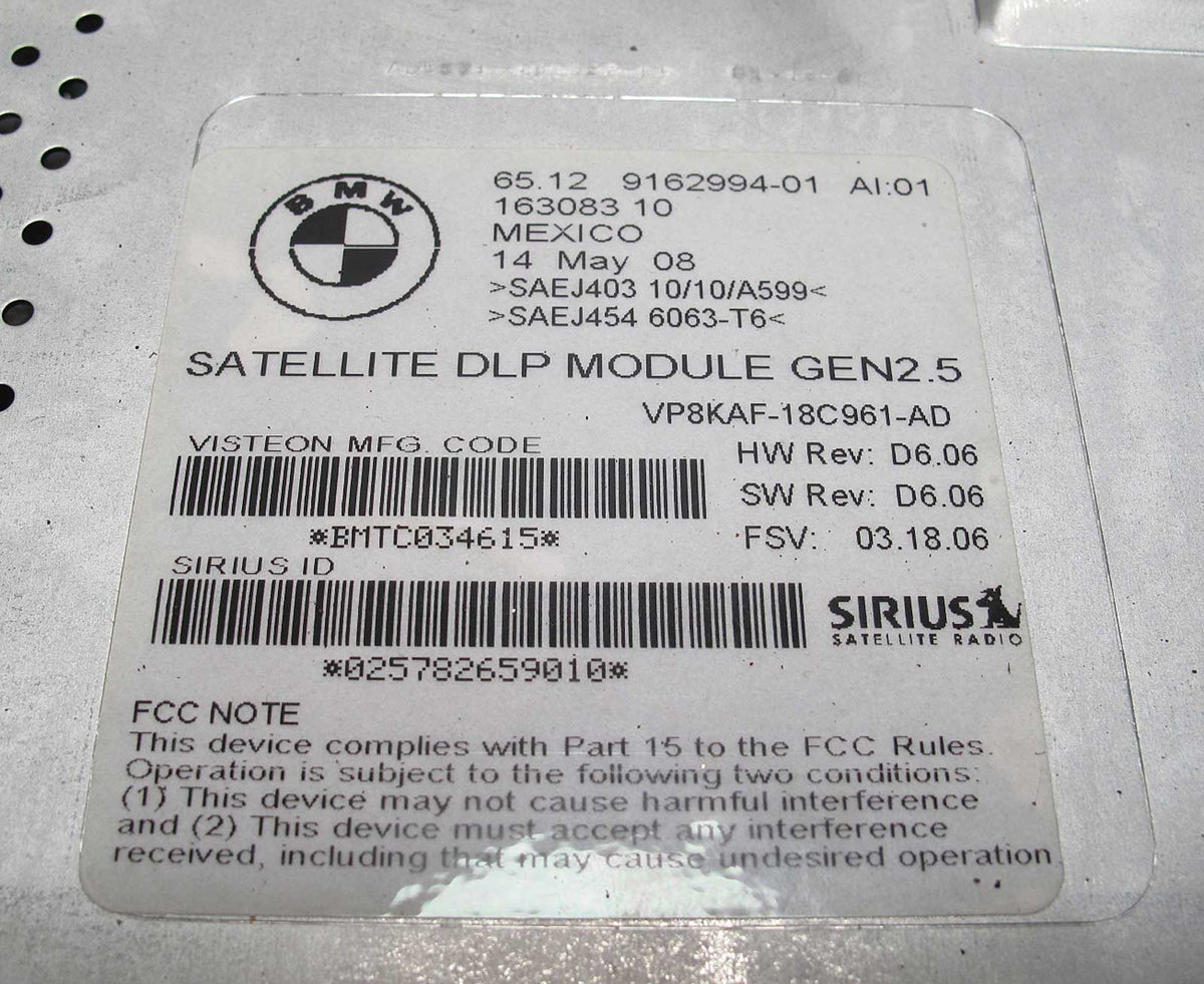 BMW 2006-2009 Satellite DLP Module Gen2.5 Sirius E60 E90 E65 E92 USED 9162994
