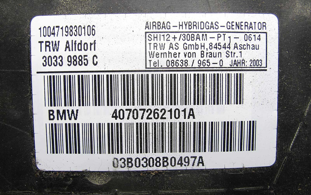 BMW E39 5-Series Factory Left Rear Driver Door Airbag Module OEM 14988