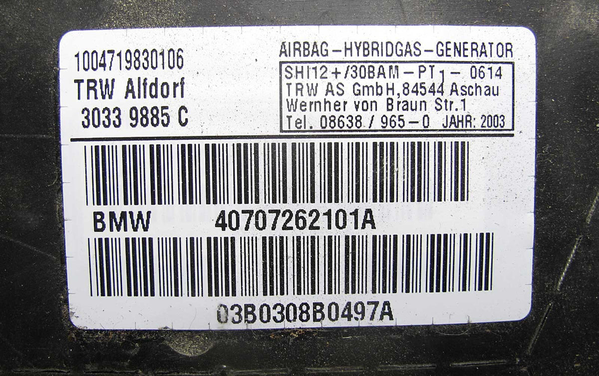 BMW E39 5-Series Factory Left Rear Driver Door Airbag Module OEM 14988