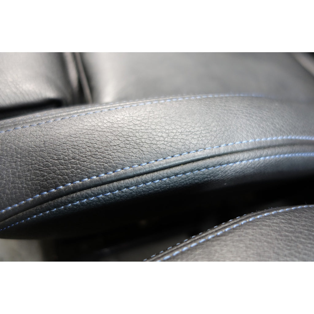 14-20 BMW F30 3-Series F36 Front Sport Seat Pair Black Leather w Blue Stitch OEM