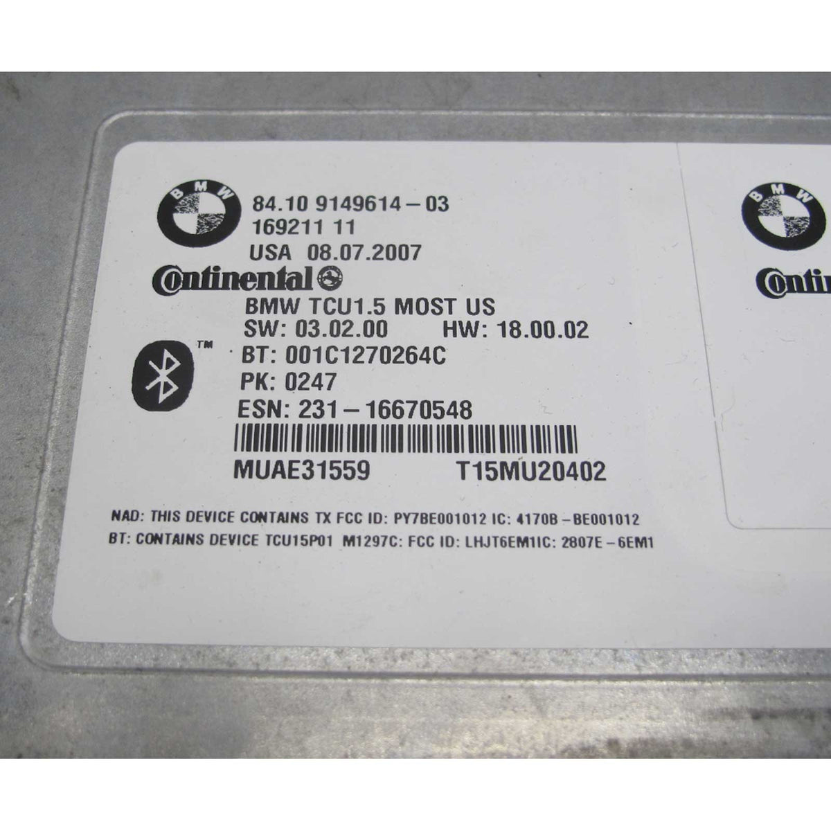 2007 BMW E90 3-Series E60 E63 Telematic Communications Control Unit Module CDMA