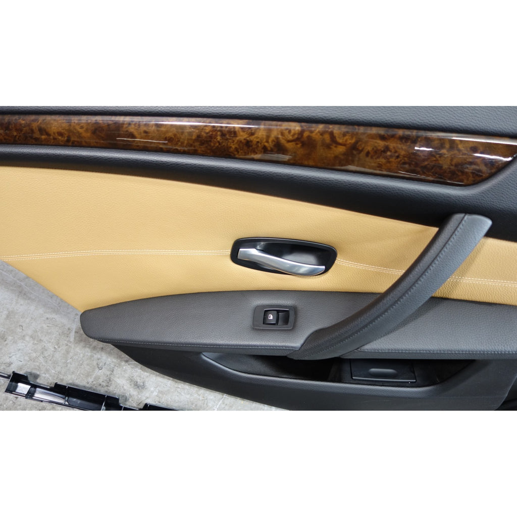 2008-2010 BMW E60 5-Series  Rear Interior Door Panel Card Pair Natural Brown OEM
