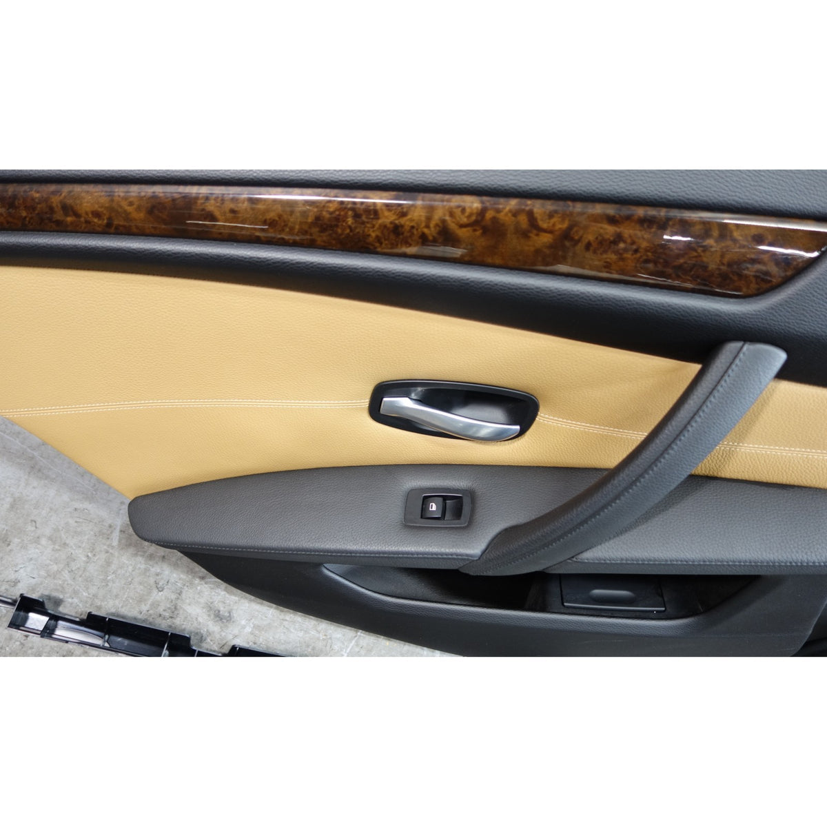 2008-2010 BMW E60 5-Series  Rear Interior Door Panel Card Pair Natural Brown OEM