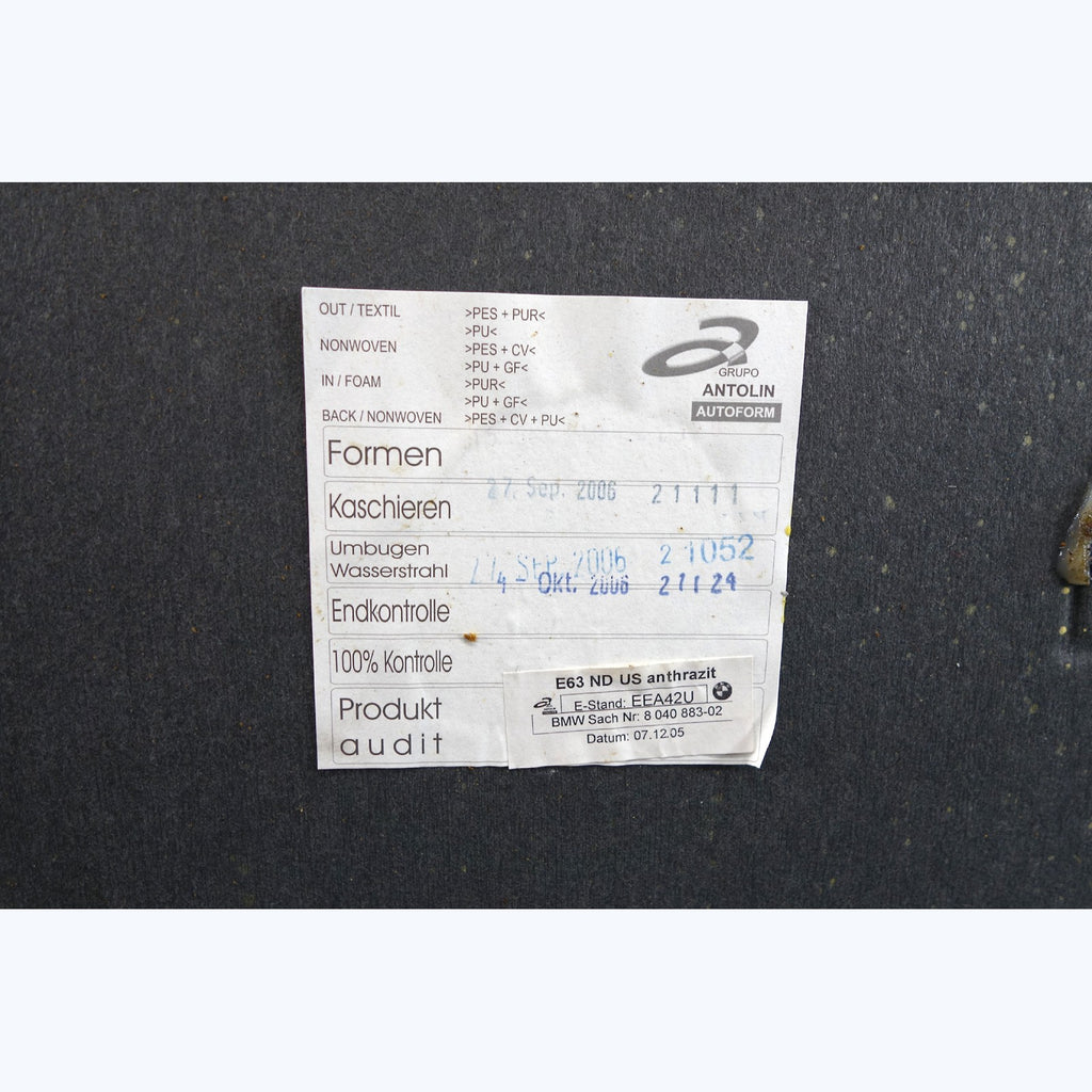 Damaged 06-07 BMW E63 M6 Coupe Interior Headliner Lining Black Anthrazite OEM
