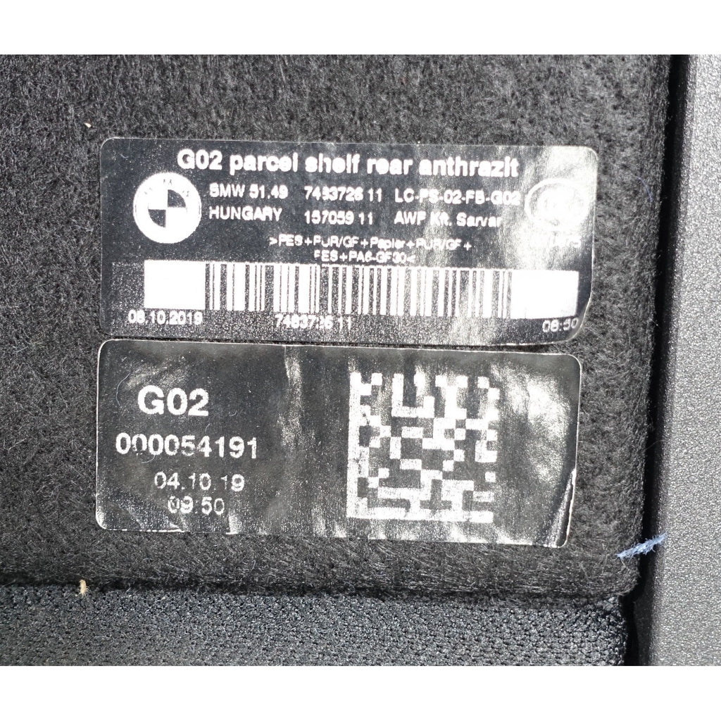 Damaged BMW G02 X4 F98 Trunk Parcel Cargo Cover Shelf Pair Black 19-25 OEM