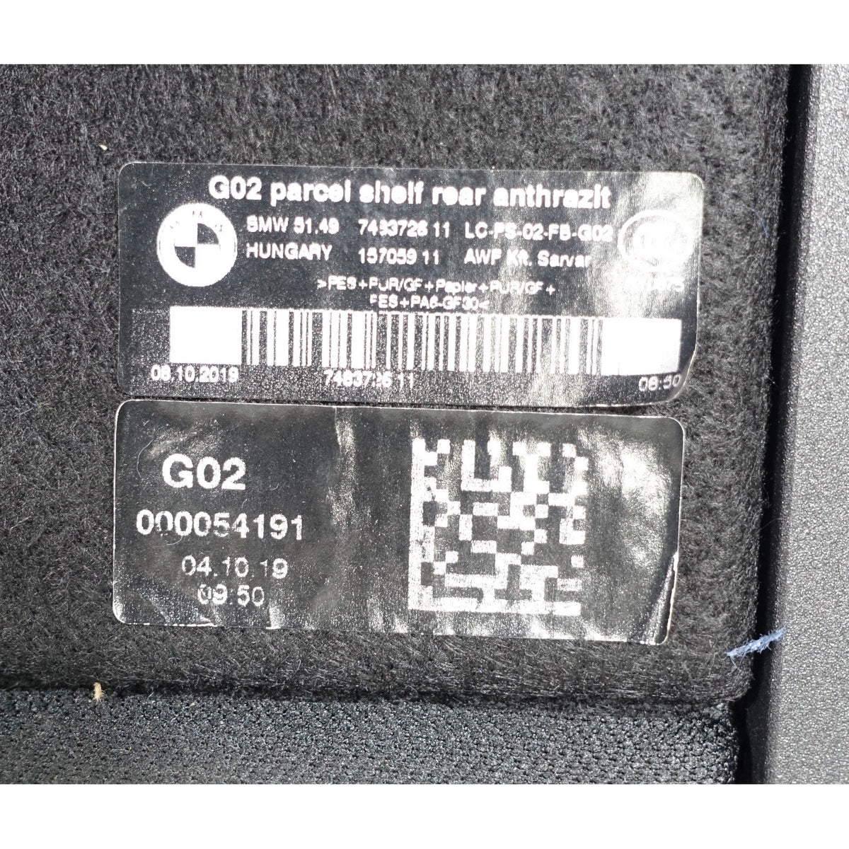 Damaged BMW G02 X4 F98 Trunk Parcel Cargo Cover Shelf Pair Black 19-25 OEM