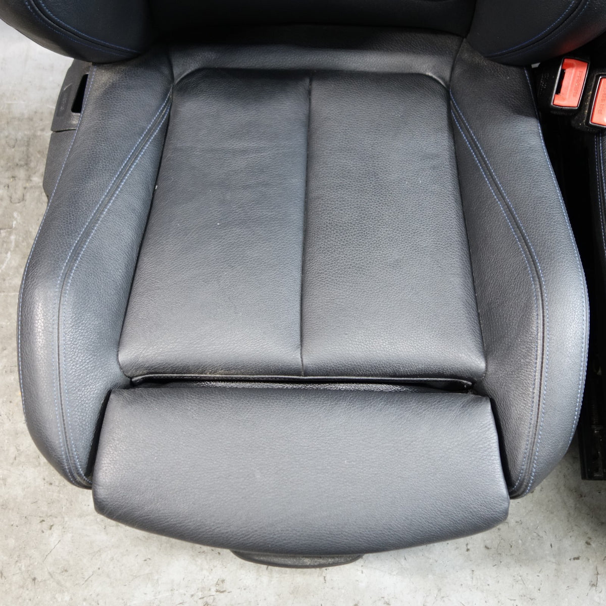 14-20 BMW F30 3-Series F36 Front Sport Seat Pair Black Leather w Blue Stitch OEM