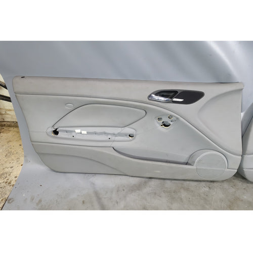 00-06 BMW E46 3-Series 2dr Front Int Door Panel Trim Skin Pair Grey Leather OE