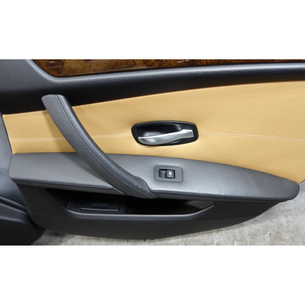 2008-2010 BMW E60 5-Series  Rear Interior Door Panel Card Pair Natural Brown OEM