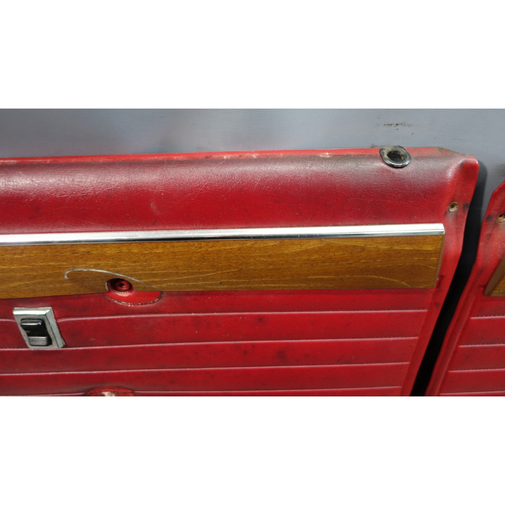 69-74 BMW E3 3.0 Sedan Rear Interior Door Card Trim Panel Pair Red OEM