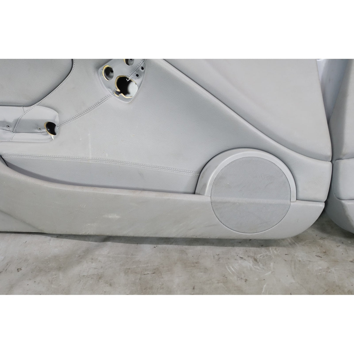 00-06 BMW E46 3-Series 2dr Front Int Door Panel Trim Skin Pair Grey Leather OE