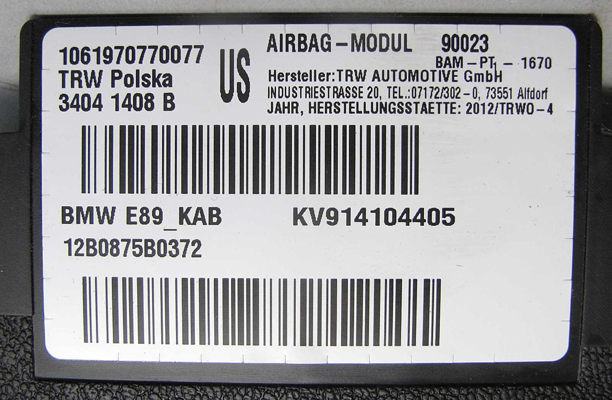 BMW E89 Z4 Roadster Right Front Passenger Lower Dashboard Knee Airbag 15427