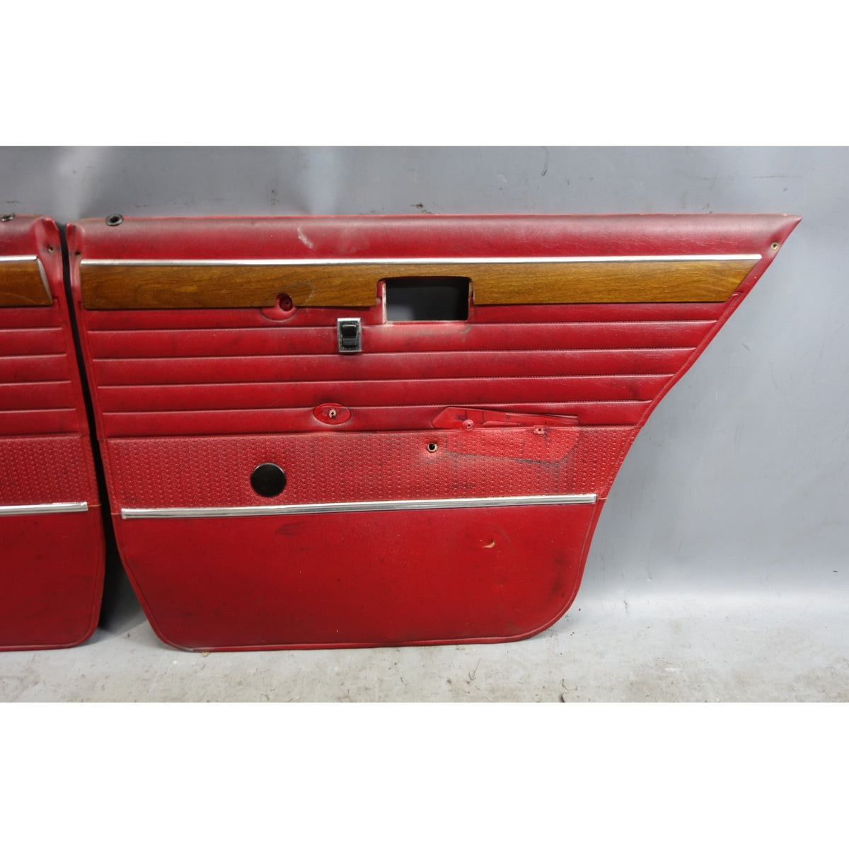 69-74 BMW E3 3.0 Sedan Rear Interior Door Card Trim Panel Pair Red OEM