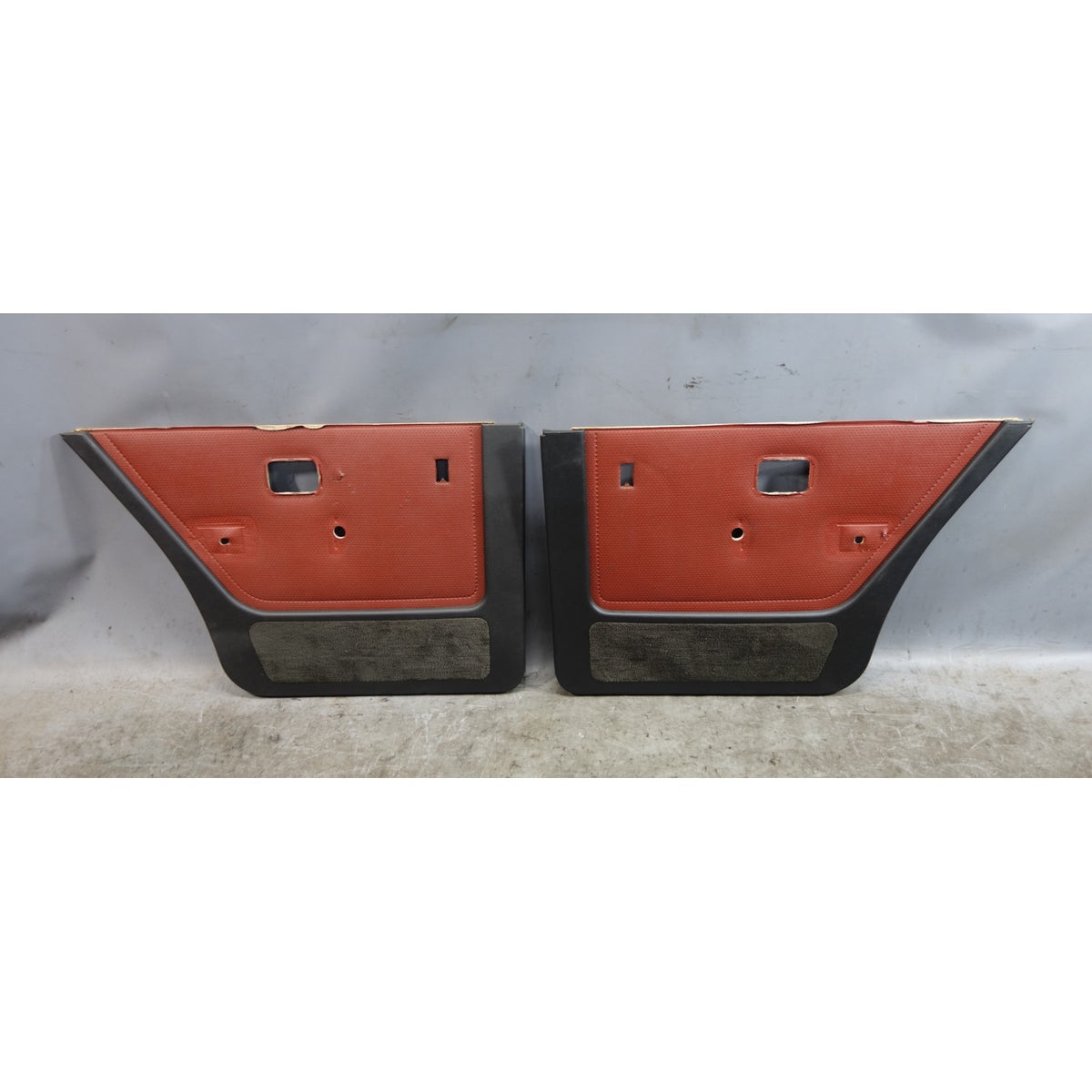 83-84 BMW E28 5-Series Rear Interior Door Card Panel Pair Cherry Red Leather OEM