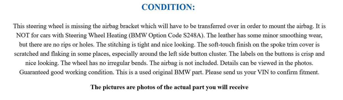 07-09 BMW E90 3-Series Factory Sports Leather Steering Wheel Multifunction OEM
