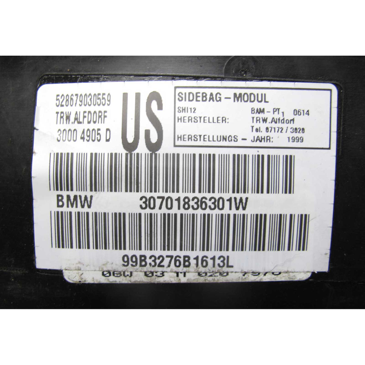 99-01 BMW E46 3-Series 4dr Sedan Early Left Driver Front Door Side Impact Airbag