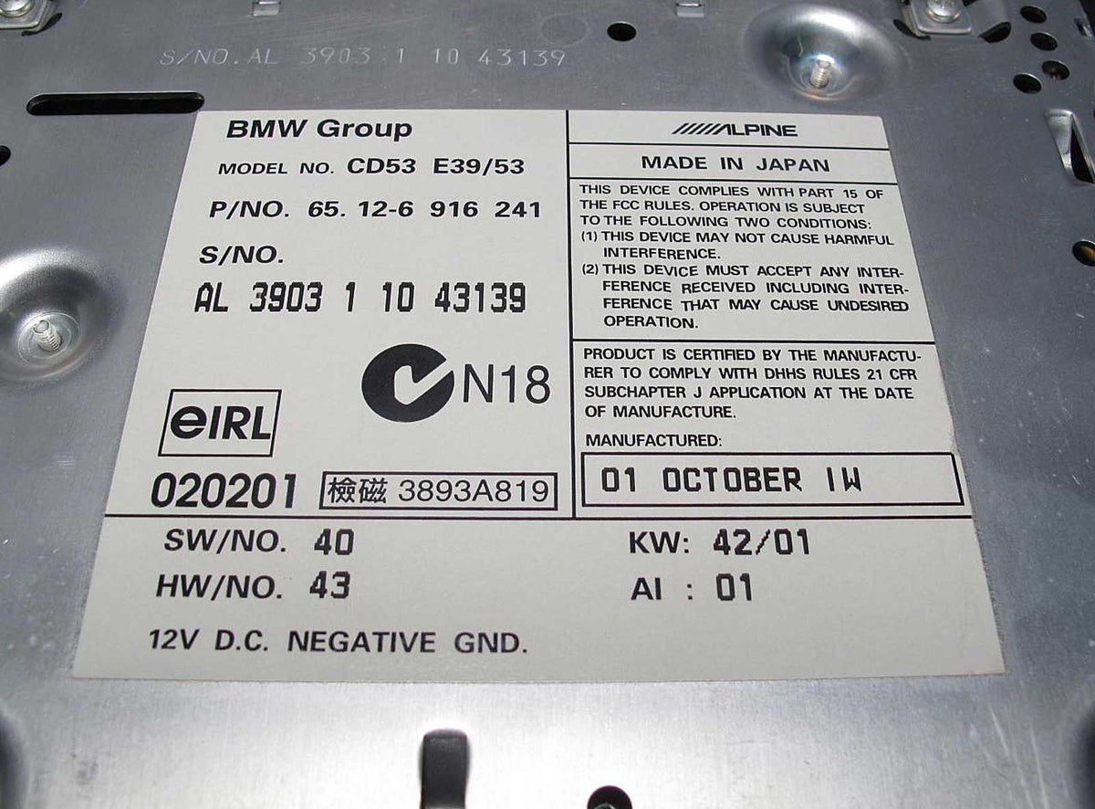 BMW Business CD Radio Factory Head Unit CD53 2001-2003 OEM USED E39 E53 X5