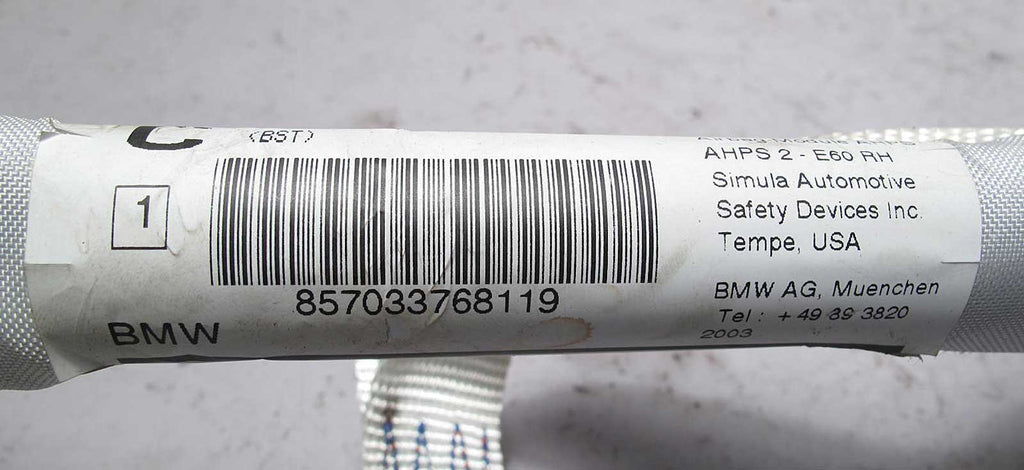 04-10 BMW E60 5-Series Right Passengers Head Curtain Tubular Airbag Module OEM
