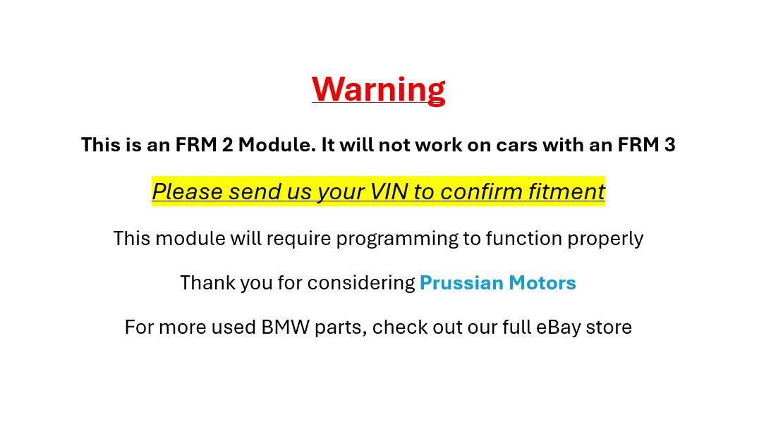 BMW 2007-2009 E90 E92 E93 3-Series Light Control Module LKM FRMII FRM2 OEM USED