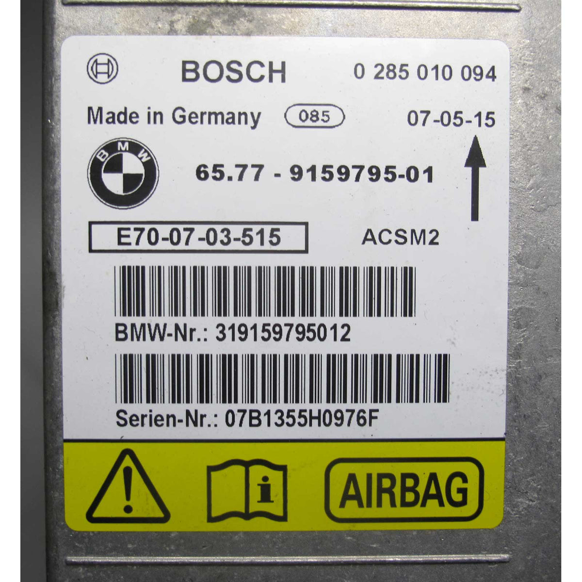 BMW E70 X5 E84 X1 E71 X6 E88 1-Series Airbag Control Module Sensor USED OEM
