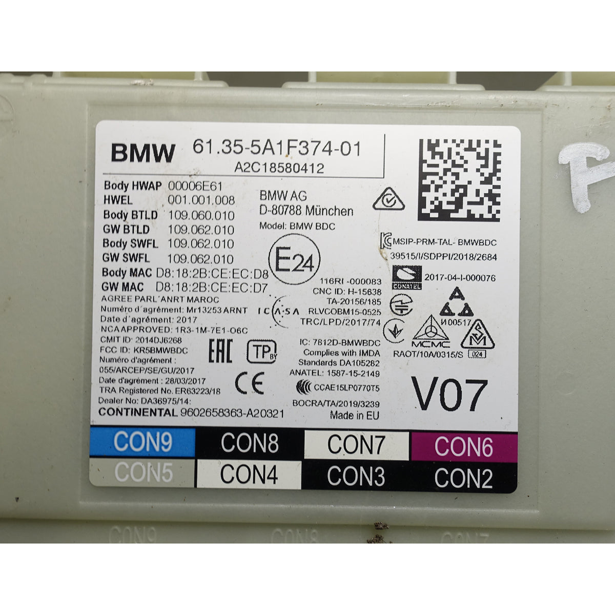 16-21 BMW G30 5-Series G01 G12 Body Domain Controller BDC Module Fuse Box OEM