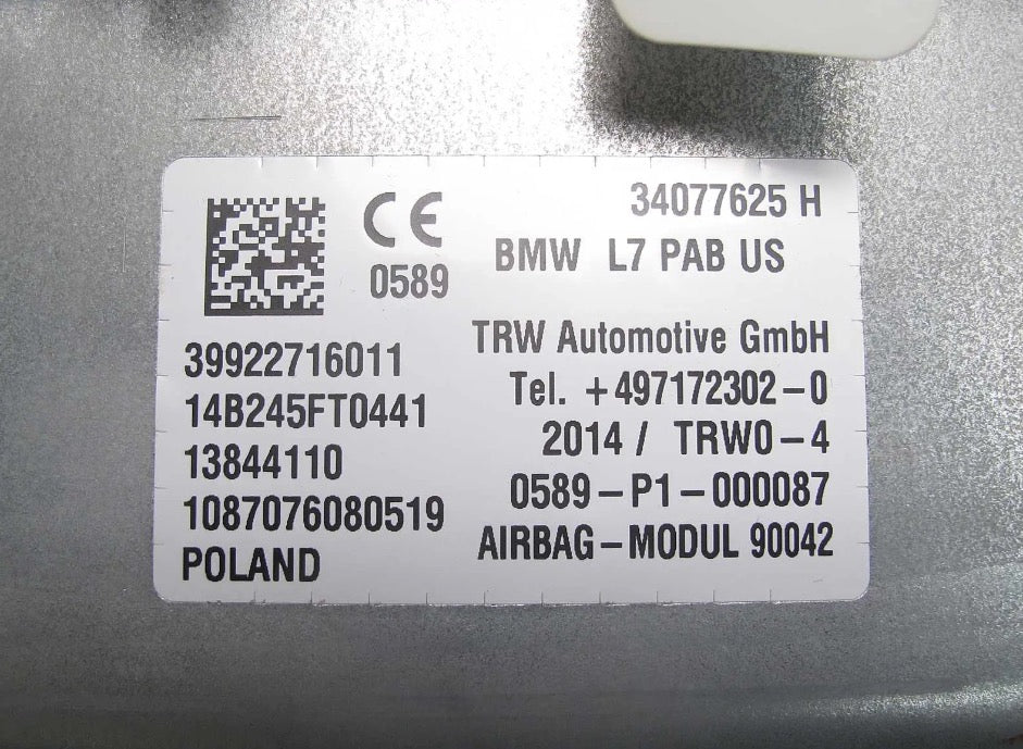 BMW F30 F32 F22 F80 F82 Right Passenger Dash Airbag SRS Module OEM 2012-2020