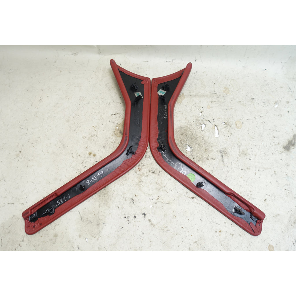BMW Z3 Center Console Side Trim Wing Pair Tannin Red Leather OEM 1996-2002