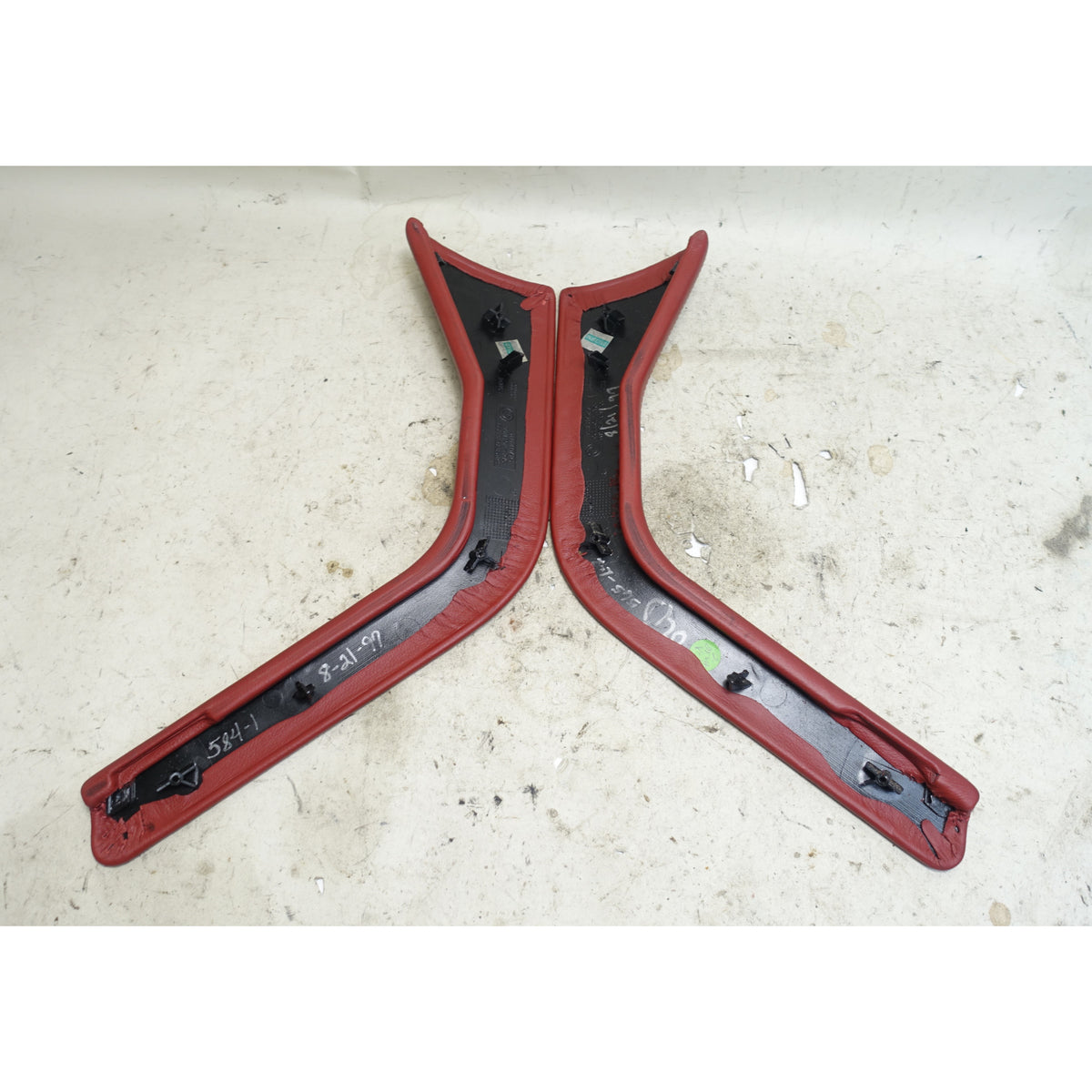 BMW Z3 Center Console Side Trim Wing Pair Tannin Red Leather OEM 1996-2002
