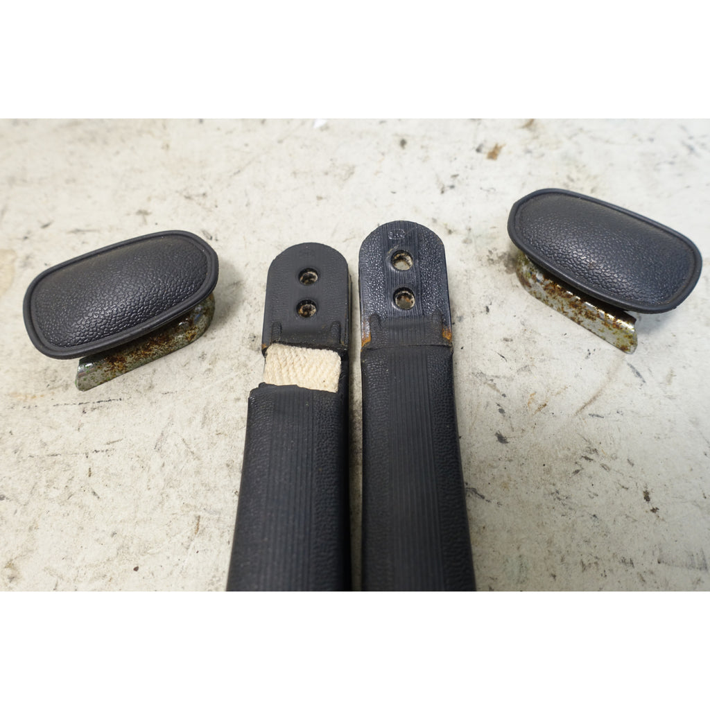 Damaged BMW E3 2002 E24 B-Pillar Black Grab Strap Handle Pair OEM 1968-1988