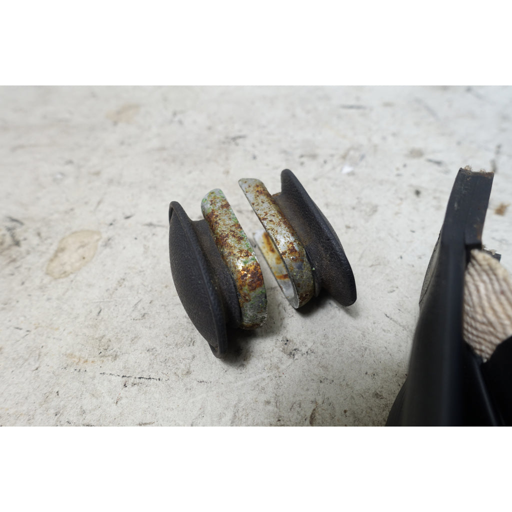 Damaged BMW E3 2002 E24 B-Pillar Black Grab Strap Handle Pair OEM 1968-1988