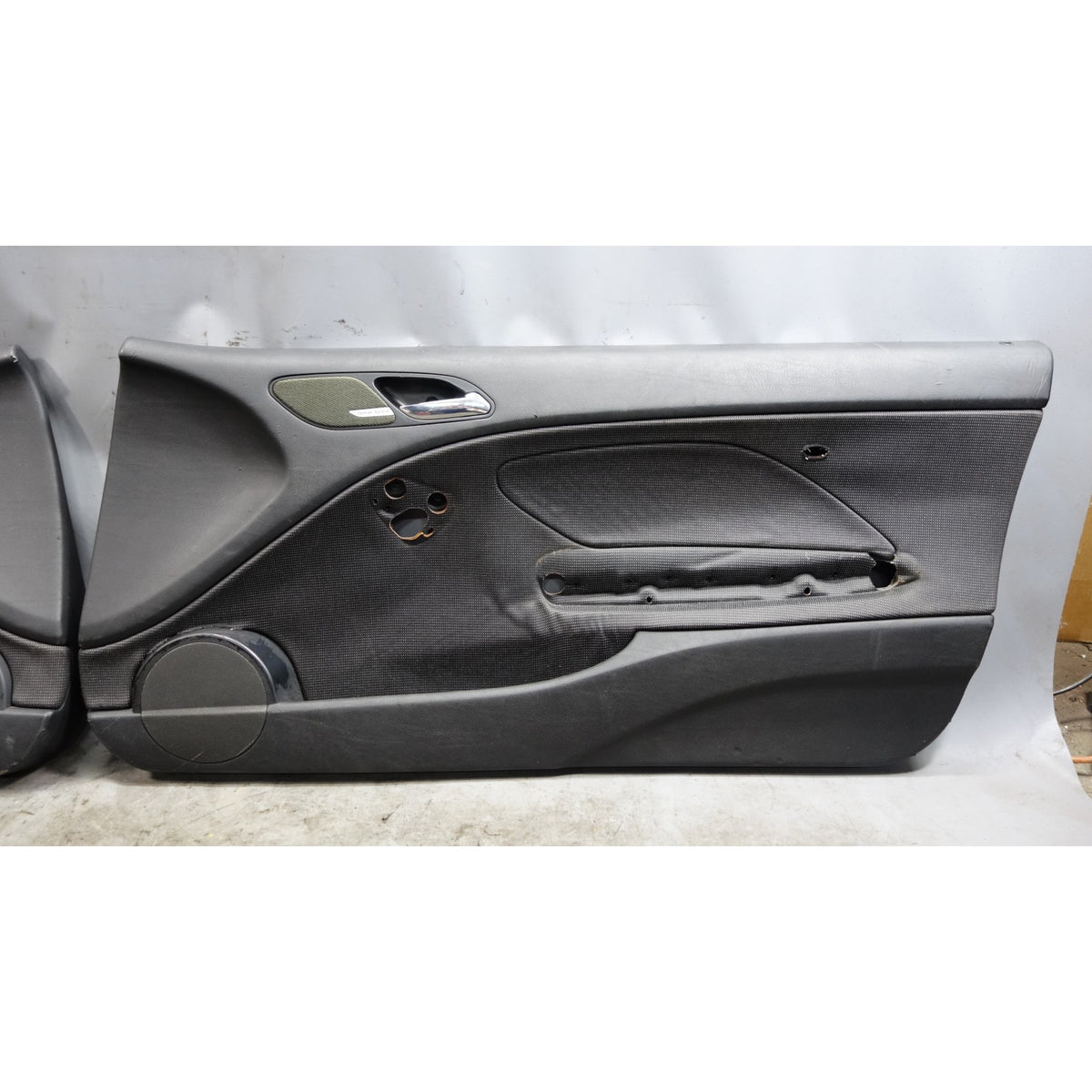 00-06 BMW E46 3-Series 2-Door Door Panel Card Pair Black Laser Cloth OEM *NOTE*