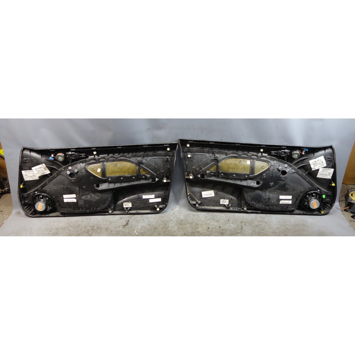 00-06 BMW E46 3-Series 2-Door Door Panel Card Pair Black Laser Cloth OEM *NOTE*