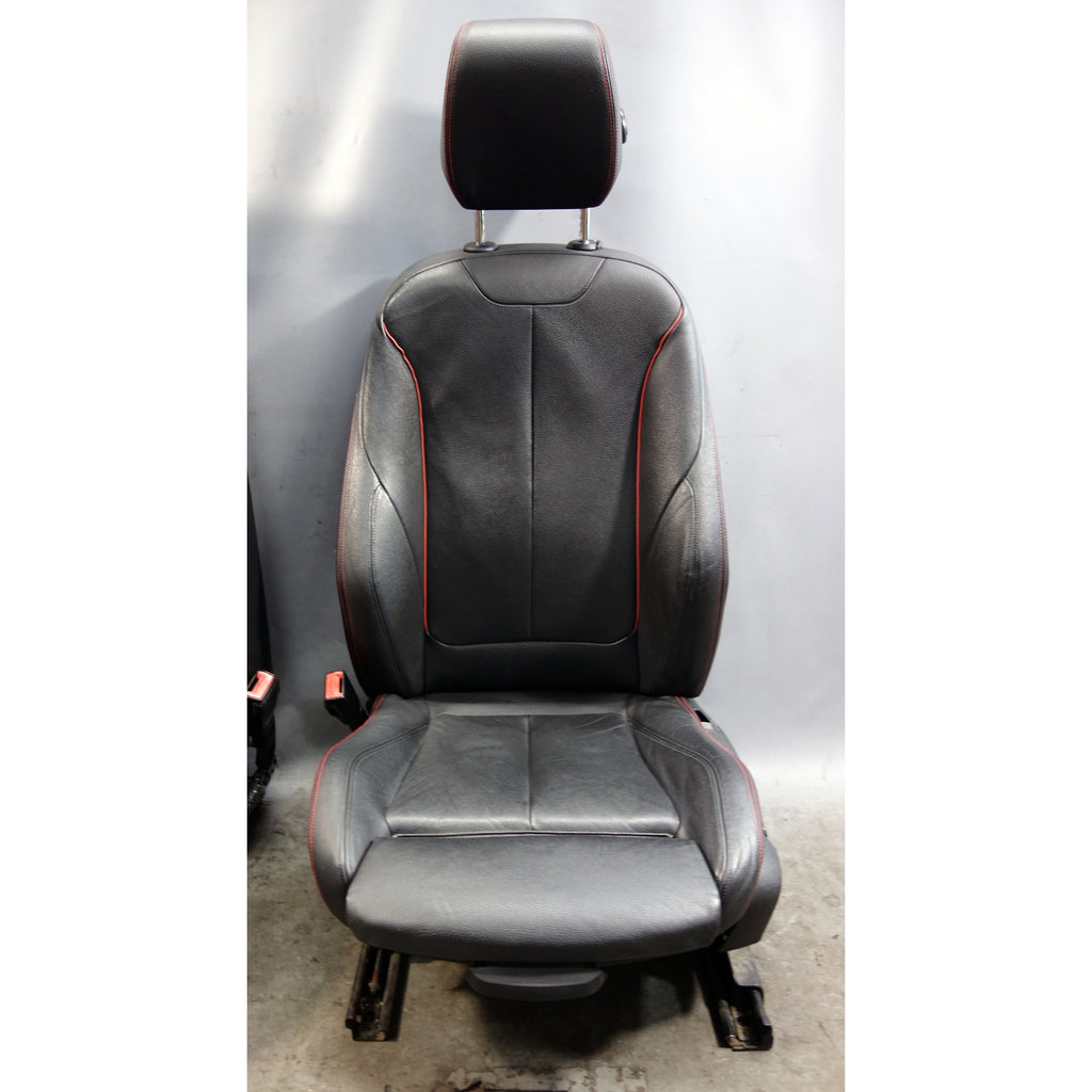 12-15 BMW F30 3-Series F36 Front Sport Seat Pair Black Leather w/ Red Stitch OEM