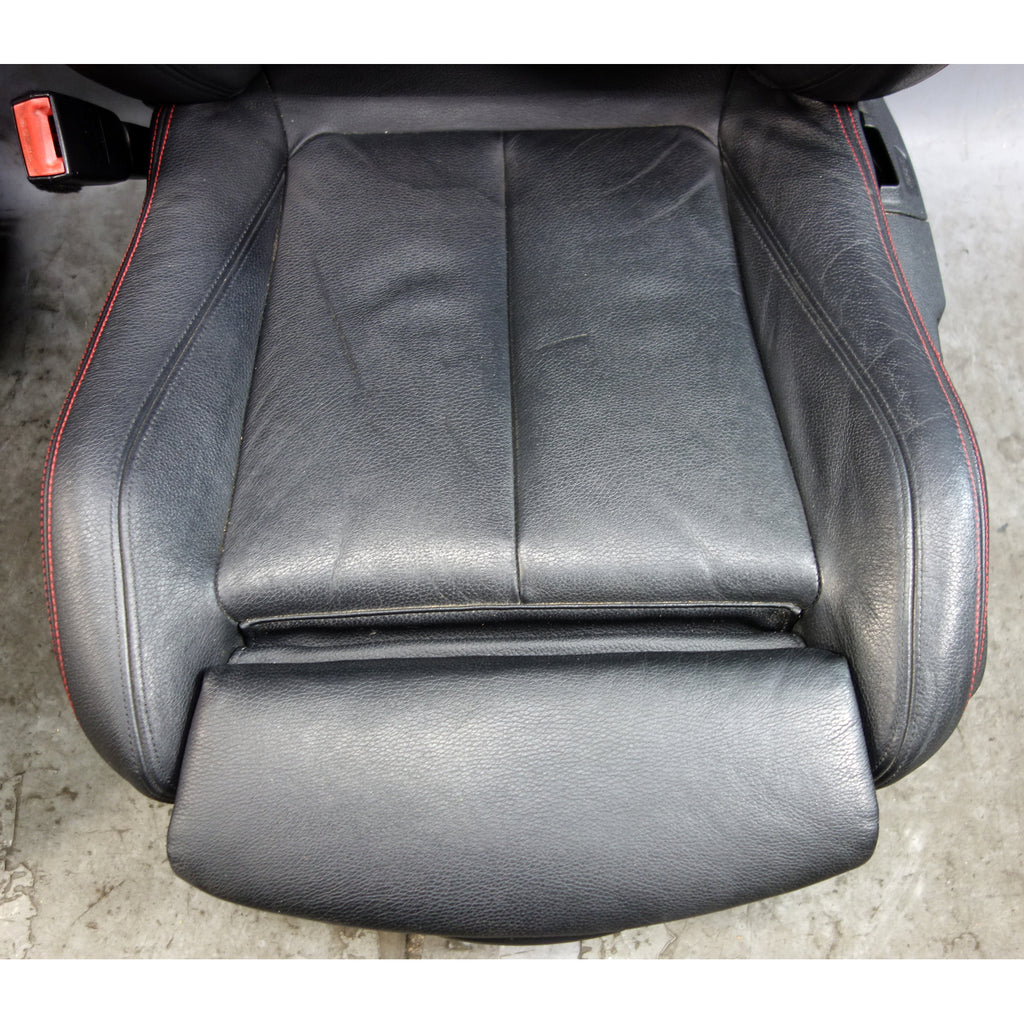 12-15 BMW F30 3-Series F36 Front Sport Seat Pair Black Leather w/ Red Stitch OEM