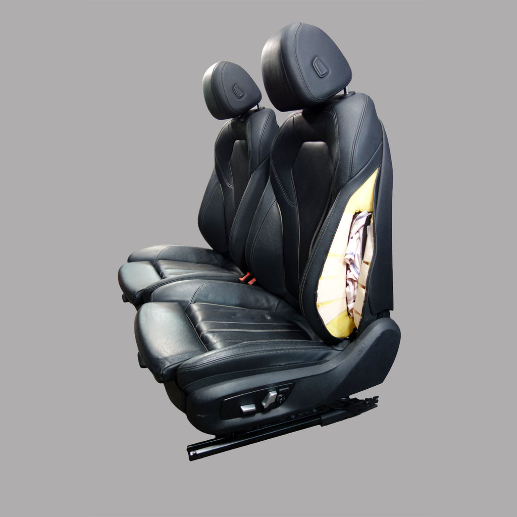 Damaged 17-23 BMW G30 5-Series Front Sport Seat Pair Black Leather Exclusive OEM