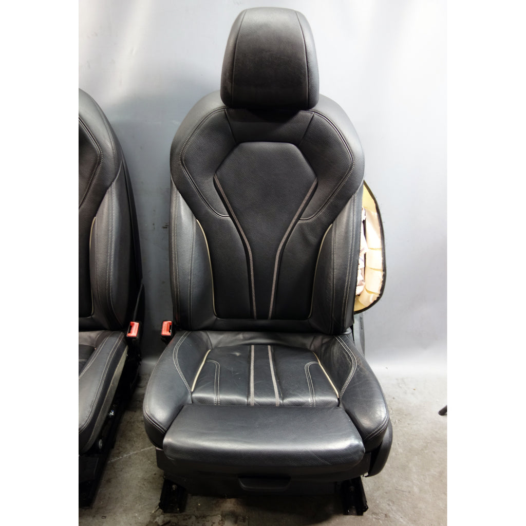 Damaged 17-23 BMW G30 5-Series Front Sport Seat Pair Black Leather Exclusive OEM