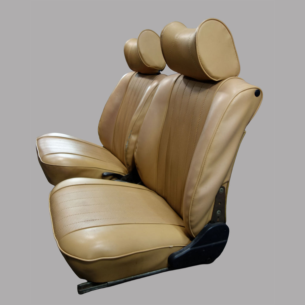 1967-1976 BMW 114 E10 2002 Coupe Front Seat Pair Reupholstered Beige Vinyl