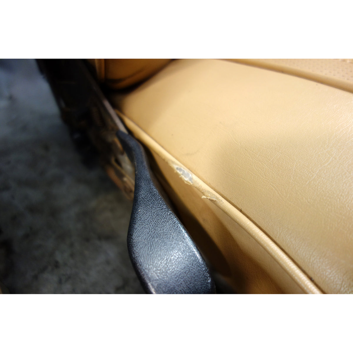 1967-1976 BMW 114 E10 2002 Coupe Front Seat Pair Reupholstered Beige Vinyl