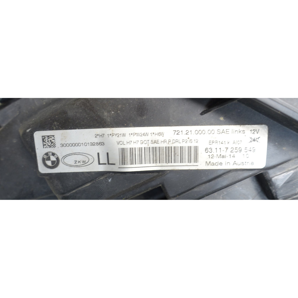 BMW F30 F31 Early Left Driver Halogen Headlight Assembly OEM 2012-2015 Pre-LCI