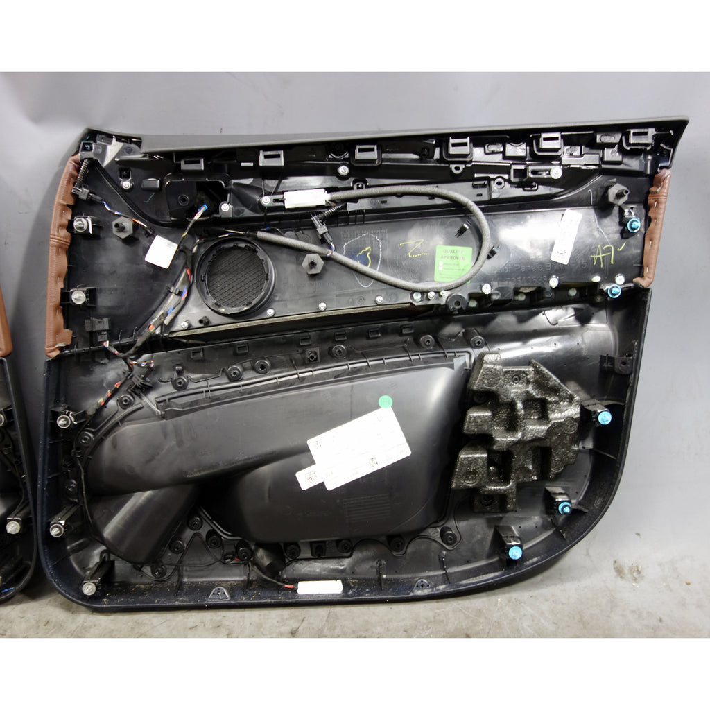 BMW X5 F15 OEM Front Door Panel Card Trim Pair Terra Brown Leather 2014-2018