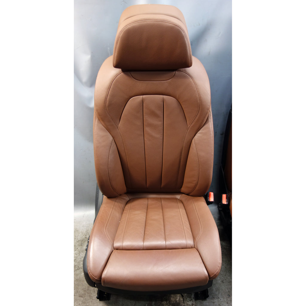 BMW X5 F15 OEM Front Comfort Seats Pair Heated Terra Brown Leather 2014-2015