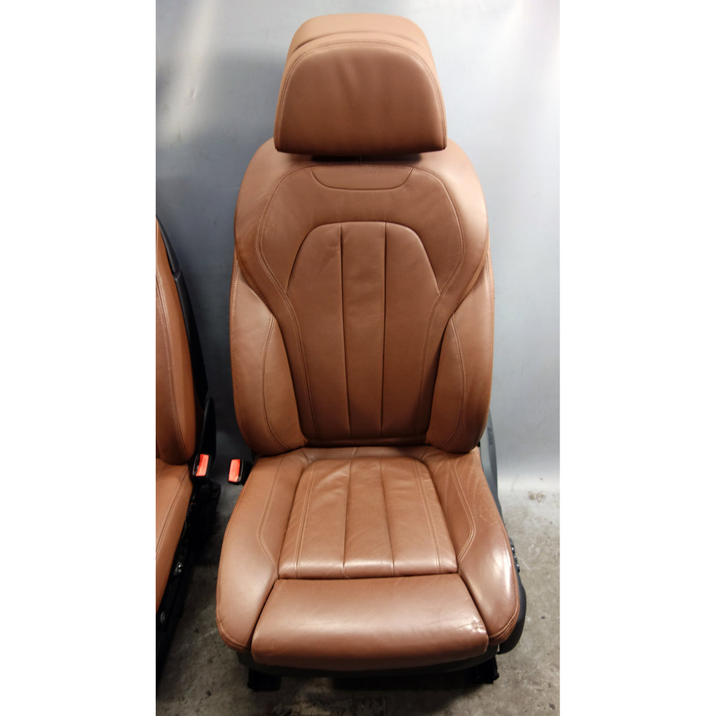 BMW X5 F15 OEM Front Comfort Seats Pair Heated Terra Brown Leather 2014-2015