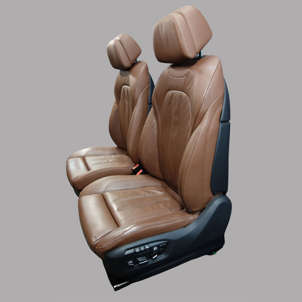 BMW X5 F15 OEM Front Comfort Seats Pair Heated Terra Brown Leather 2014-2015