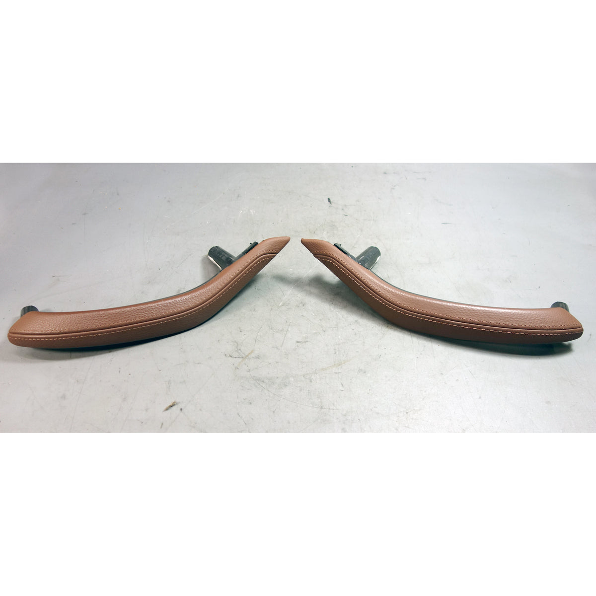 BMW X5 F15 X6 F16 OEM Rear Door Pull Grab Handle Pair Terra Brown Leather 14-19