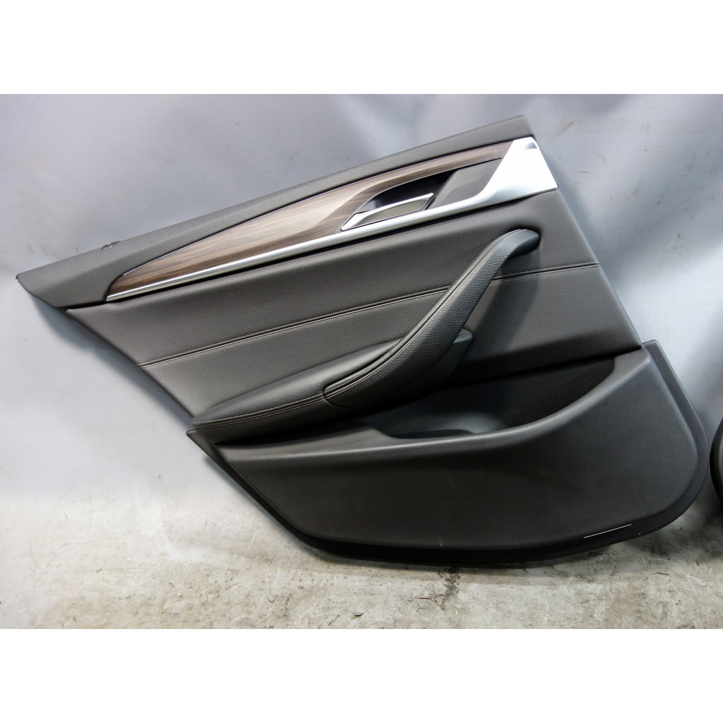17-20 BMW G30 5-Series S Rear Interior Door Trim Panel Pair Black Leather OEM