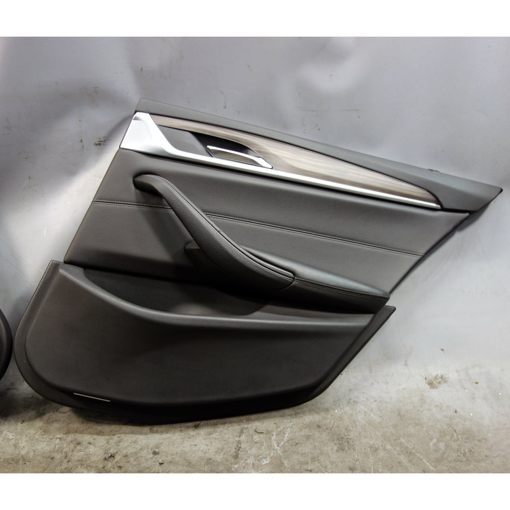 17-20 BMW G30 5-Series S Rear Interior Door Trim Panel Pair Black Leather OEM